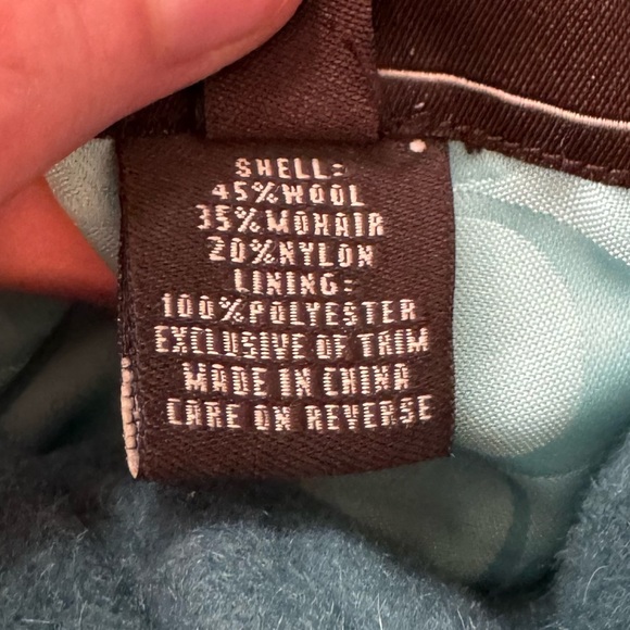 COACH Wool Mohair Teal Belted Peacoat Gold Buttons Size Large VGUC - Picture 4 of 7